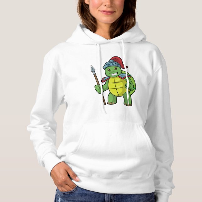 Sudadera Tortuga como guerrera con Spear y Helmet (Anverso)