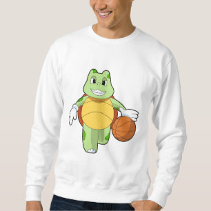 Sudadera Tortuga como jugador de baloncesto con baloncesto.