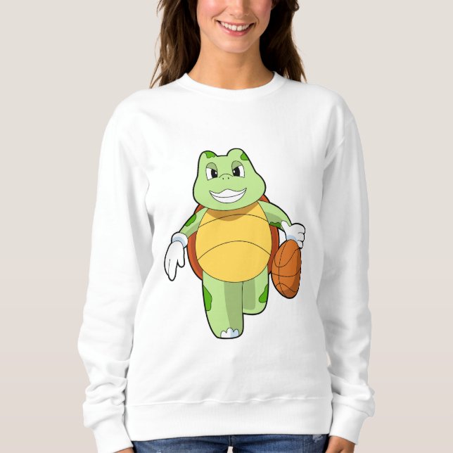 Sudadera Tortuga como jugador de baloncesto con baloncesto. (Anverso)