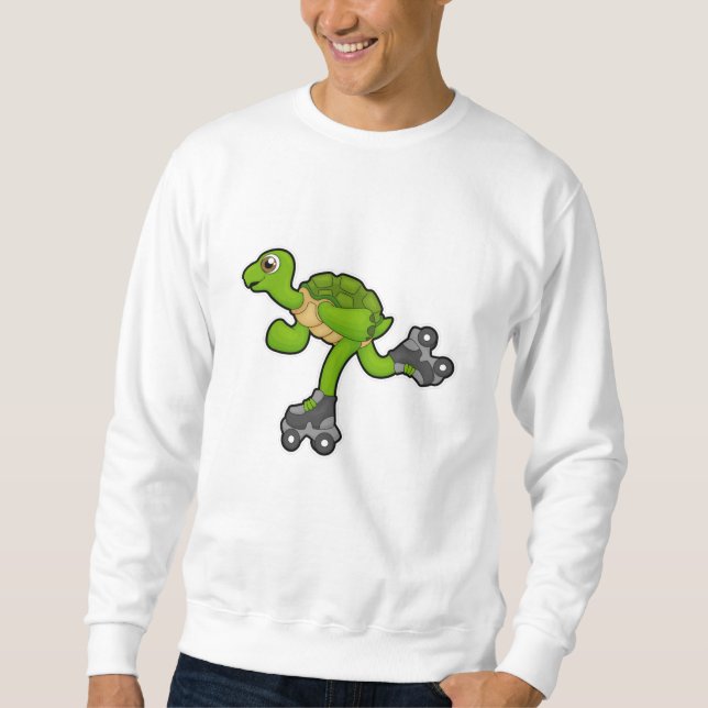 Sudadera Tortuga como patinadora con patines de patinaje (Anverso)