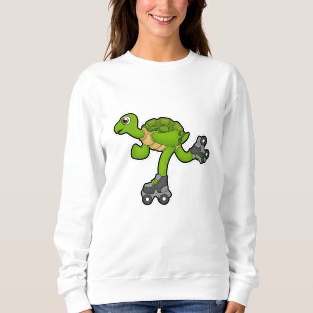 Sudadera Tortuga como patinadora con patines de patinaje (Anverso)