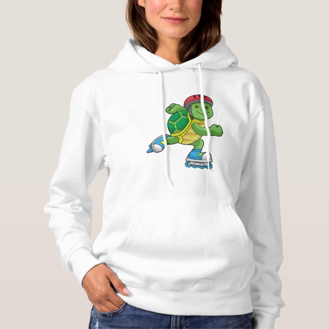 Sudadera Tortuga como patinadora con patines en línea y cas (Anverso)