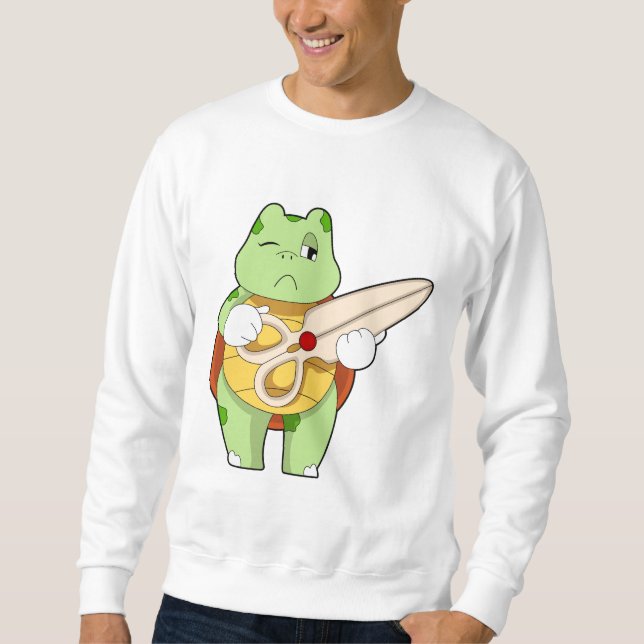Sudadera Tortuga como peluquero con tijeras (Anverso)