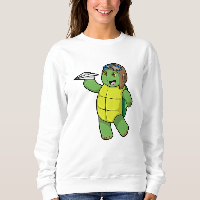 Sudadera Tortuga como piloto con plano de papel (Anverso)