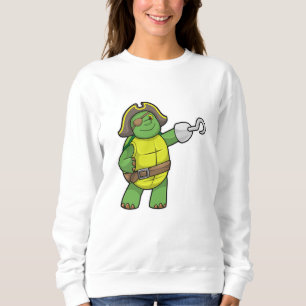 Sudadera Tortuga como pirata con mango y parche de ojos eng