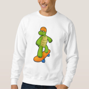 Sudadera Tortuga como Skateboarder con Skateboard y Casco