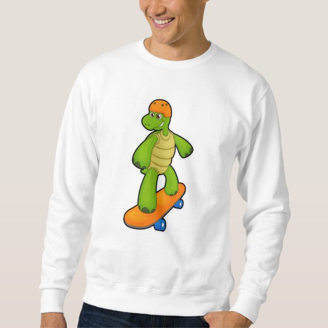 Sudadera Tortuga como Skateboarder con Skateboard y Casco (Anverso)