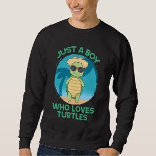 Sudadera Tortuga Con Gafas De Sol Solo Un Niño Que Ama Tort