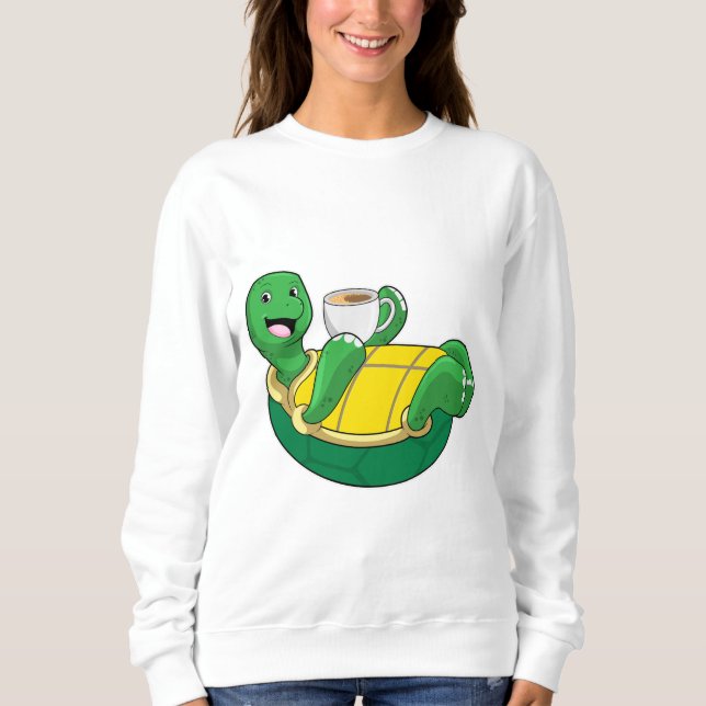 Sudadera Tortuga con taza de café (Anverso)