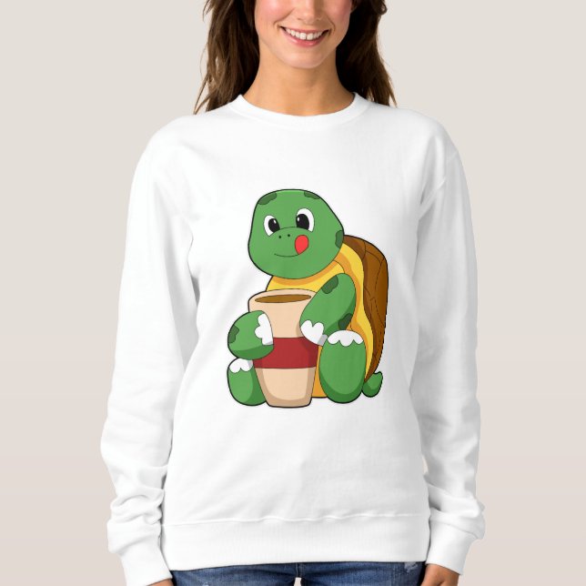 Sudadera Tortuga con taza de café (Anverso)