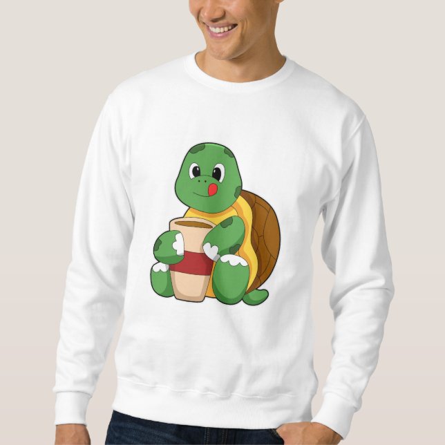 Sudadera Tortuga con taza de café (Anverso)
