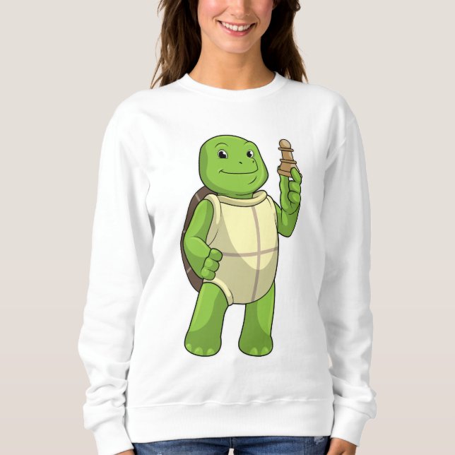 Sudadera Tortuga de ajedrez con peón de ajedrez (Anverso)
