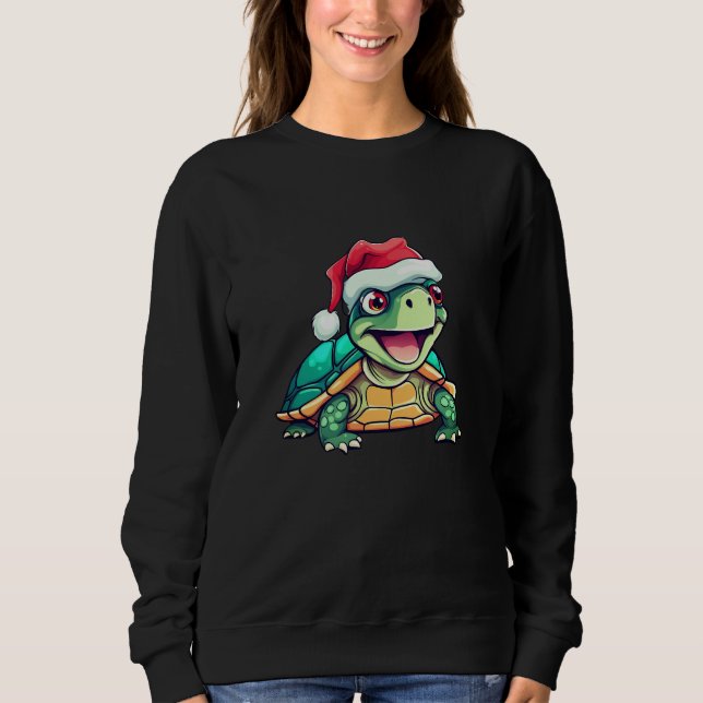 Sudadera Tortuga de Navidades cortos con Santa Hat (Anverso)