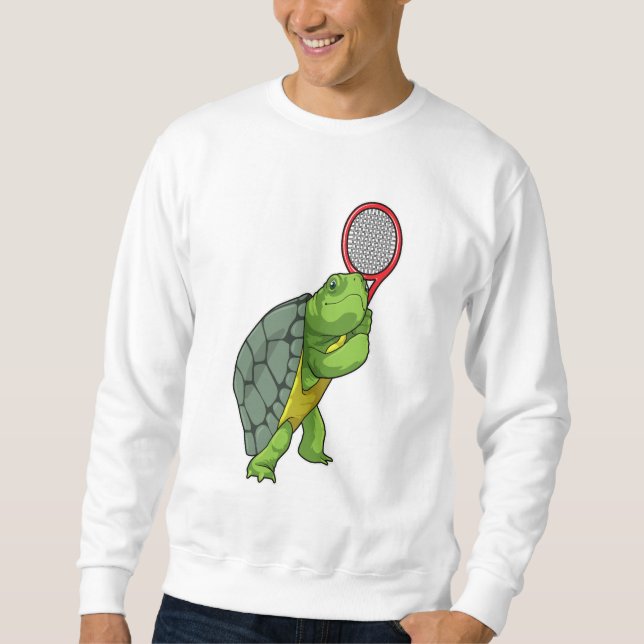 Sudadera Tortuga de tenis con raqueta de tenis (Anverso)