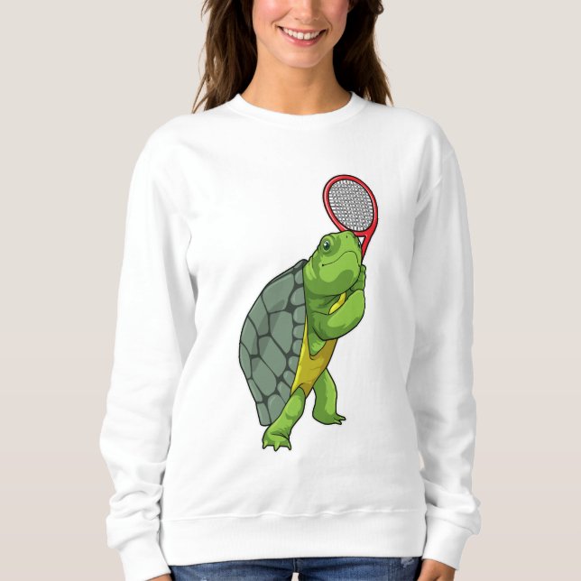 Sudadera Tortuga de tenis con raqueta de tenis (Anverso)