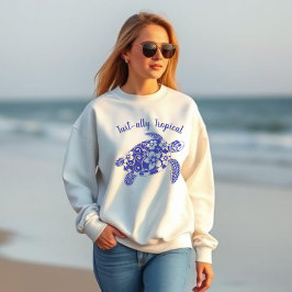 Sudadera Tortuga hawaiana- Núcleo del pescador- Azul oceáni