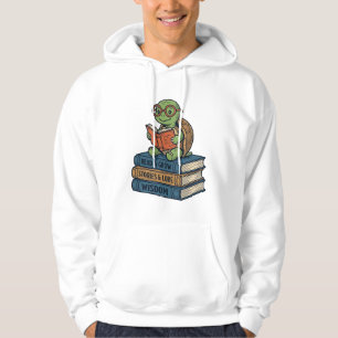 Sudadera Tortuga Lectora Adorable en Libros Vector Vintage_