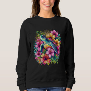 Sudadera Tortuga marina flores hawaianas Hawaii
