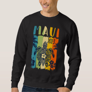 Sudadera Tortuga Marina Retro Maui Vacaciones Familiares Ha