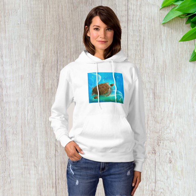 Sudadera Tortuga Natación Mujeres Hoodie (Subido por el creador)