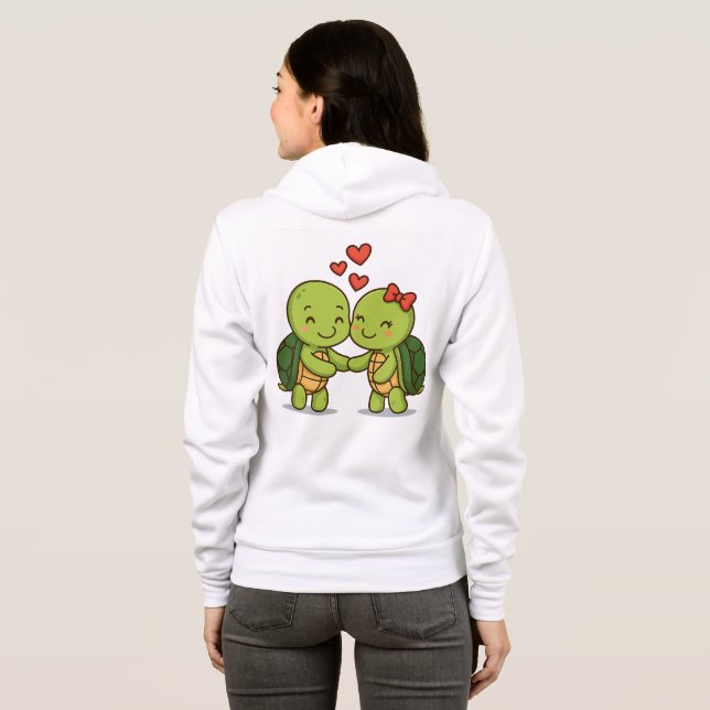 Sudadera Tortugas de amor | Pareja Personalizado Adorable (Reverso completo)