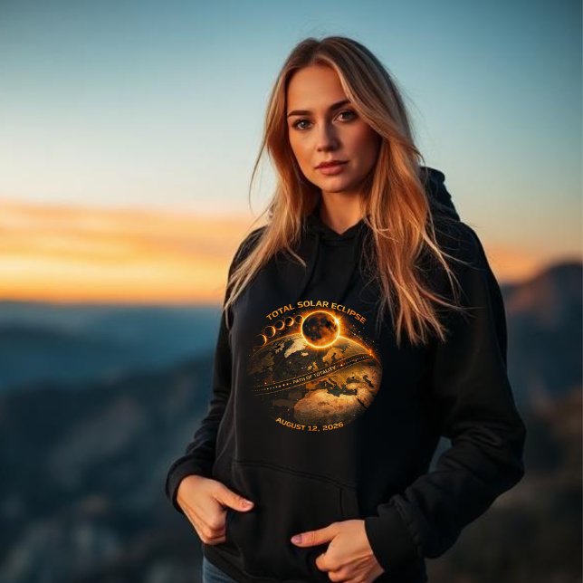 Sudadera Total Solar Eclipse 2026-Path of Totality (Total Solar Eclipse 2026-Path of Totality hoodie women)
