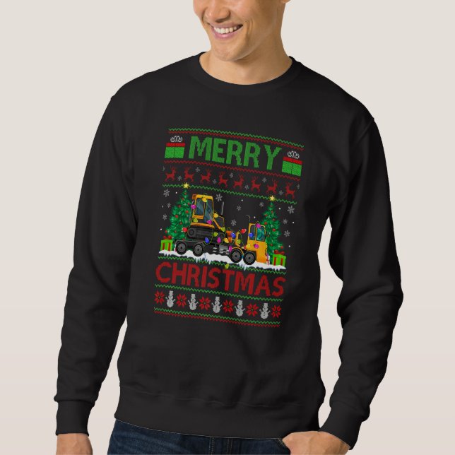 Sudadera Tow Truck  Xmas Tree Ugly Santa Tow Truck Christma (Anverso)