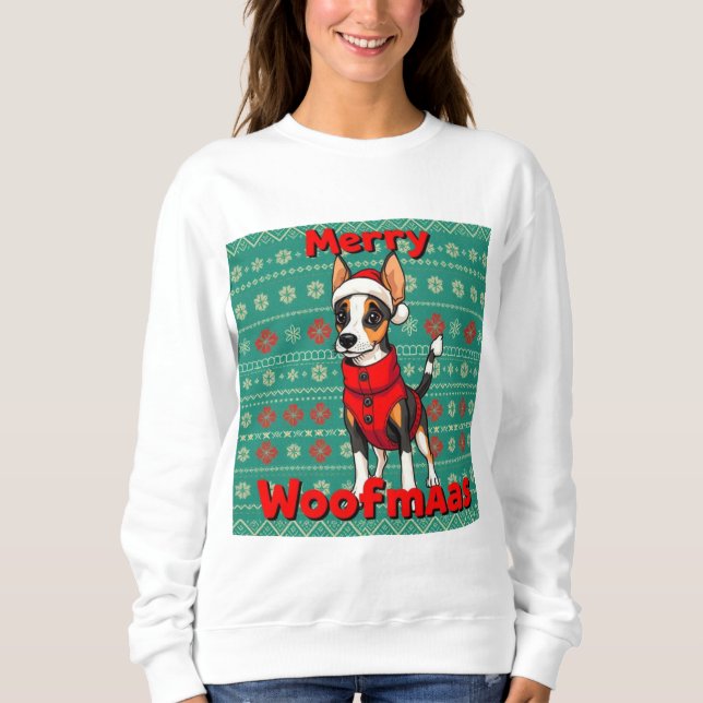 Sudadera Toy Fox Terrier Merry Woofmas (Anverso)