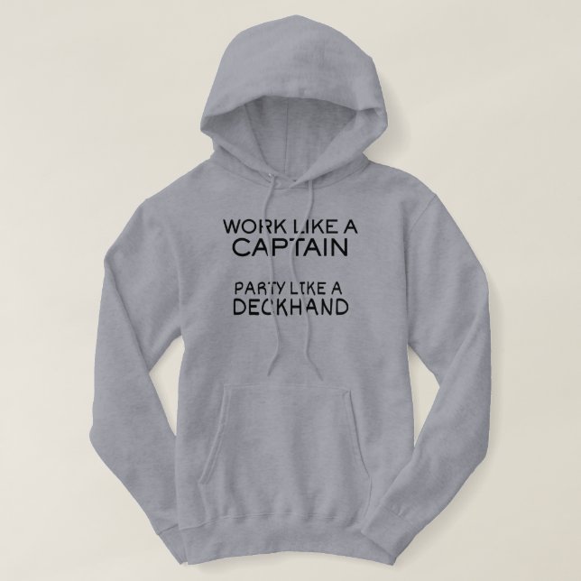 Sudadera Trabaja como un capitán, diviértete como un marine (Diseño del anverso)