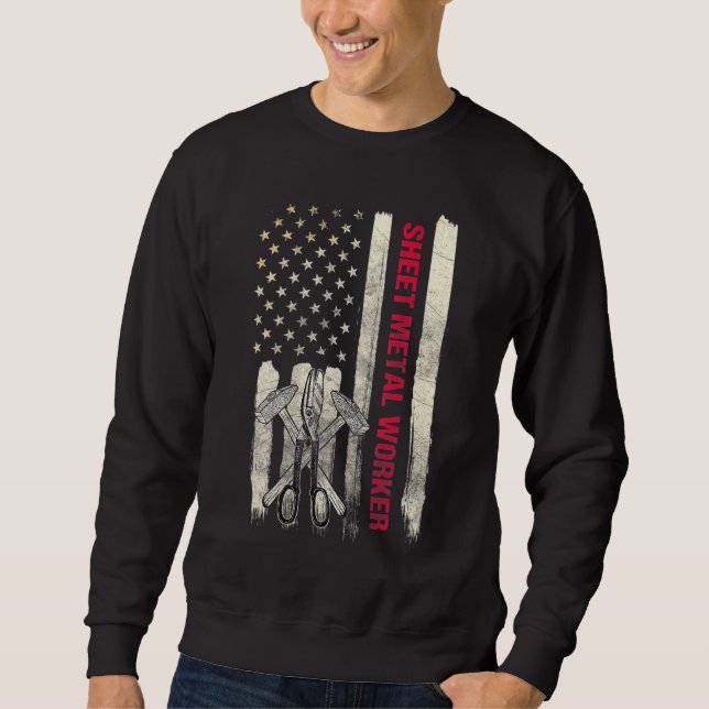 Sudadera Trabajador Metalizado de hoja Patriótico Bandera E (Anverso)