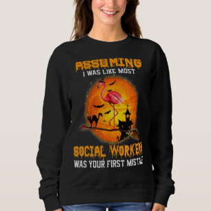 Sudadera Trabajador social Flamingo Witch Riding Broom Hall