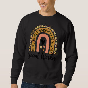 Sudadera Trabajadora Social Leopardo Arcoíris Trabajo Amor