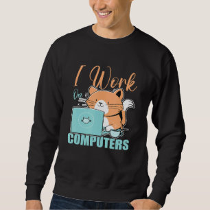 Sudadera Trabajo En Computadoras Gato Gato Programador Co