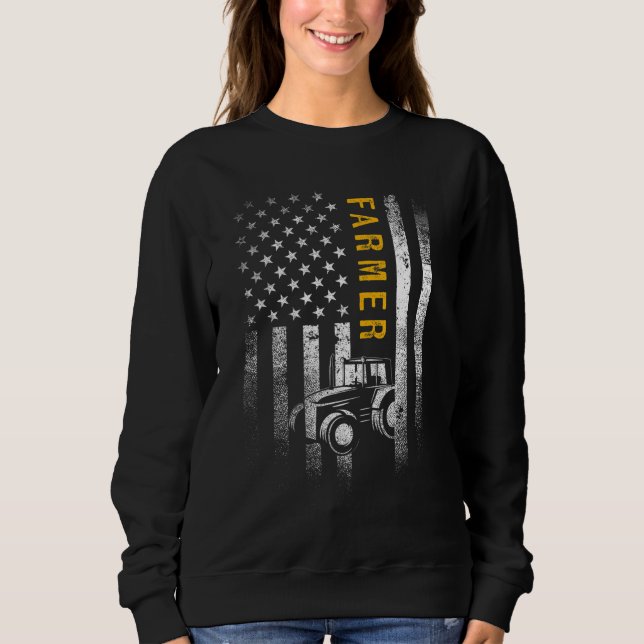 Sudadera Tractor American USA Flag Grny Farmer Rancher Gif (Anverso)