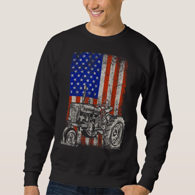 Sudadera Tractor Bandera Estadounidense Patriótica Farmer C (Anverso)
