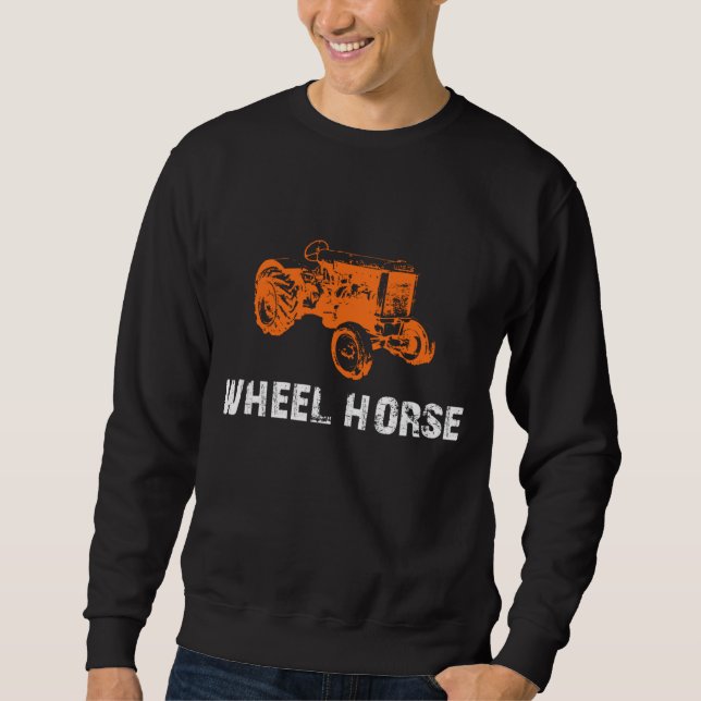 Sudadera Tractor De Jardín De Caballos De Ruedas Para Hombr (Anverso)