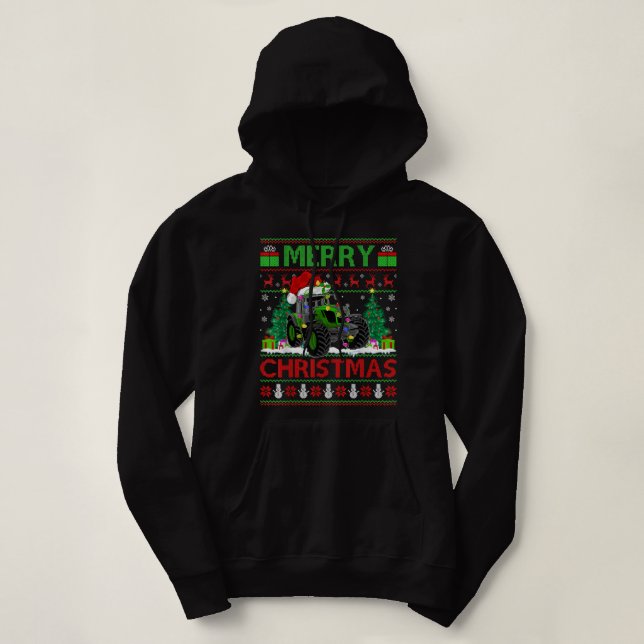 Sudadera Tractor Lover Xmas Tree Ugly Santa Tractor Navidad (Diseño del anverso)