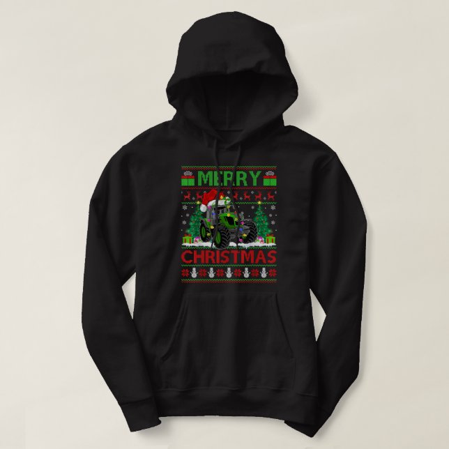 Sudadera Tractor Lover Xmas Tree Ugly Santa Tractor Navidad (Diseño del anverso)