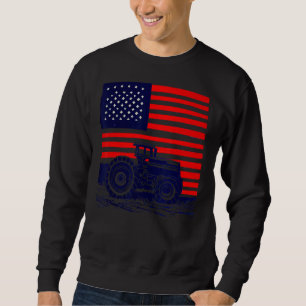 Sudadera Tractor patriótico vintage en una granja - Fla nor