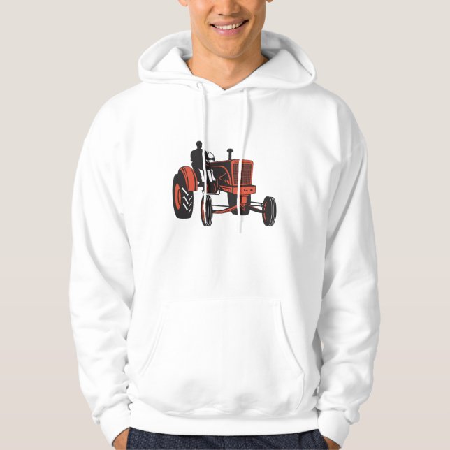 Sudadera Tractor Rojo Antiguo Retro Agricultor (Anverso)