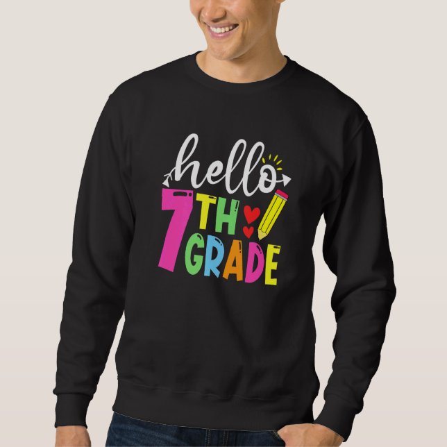 Sudadera Trae Hello Séptimo Grado De Trato Feliz Último Día (Anverso)