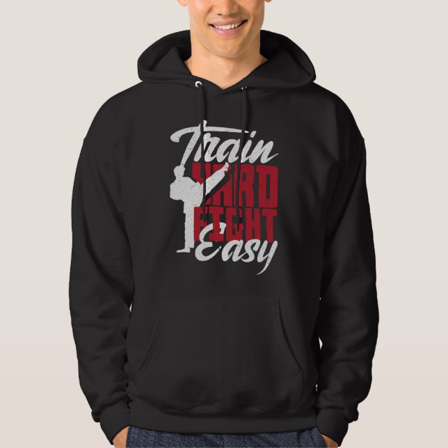 Sudadera Train Hard Fight Easy Aikido Karate Jiu Jitsu  1 (Anverso)