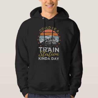 Sudadera Train Station Kinda Day   Retro Model Train & Rail