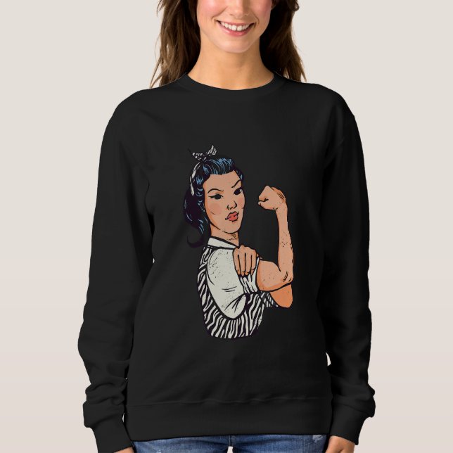 Sudadera Traje de cebra de mujer fuerte (Anverso)