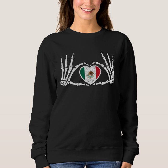Sudadera Traje de Halloween gótico goth esqueleto México me (Anverso)