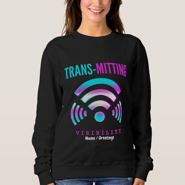 Sudadera Trans-mitiendo Visibilidad Glitch Moderno Transgén (Anverso)