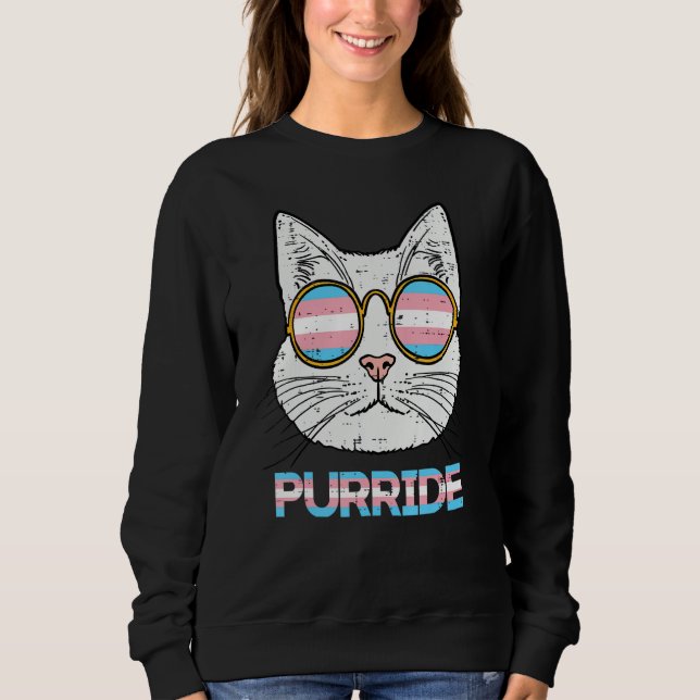 Sudadera Trans Pride Cat Purride Transgender Flag Lgbt Men  (Anverso)