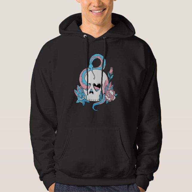Sudadera Transgender Pride Trans Flag Skull Snakes Roses Su (Anverso)