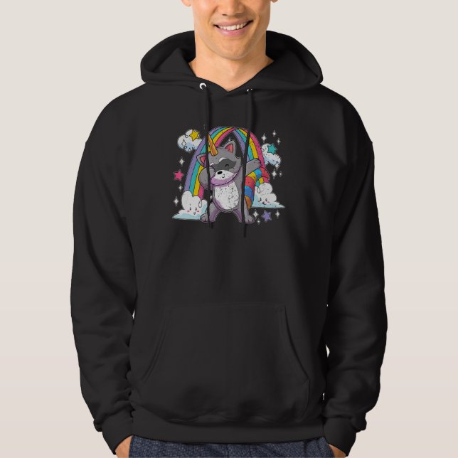 Sudadera Trash Arcoiris Panda Racoonicorn Dabbing Racoon Un (Anverso)