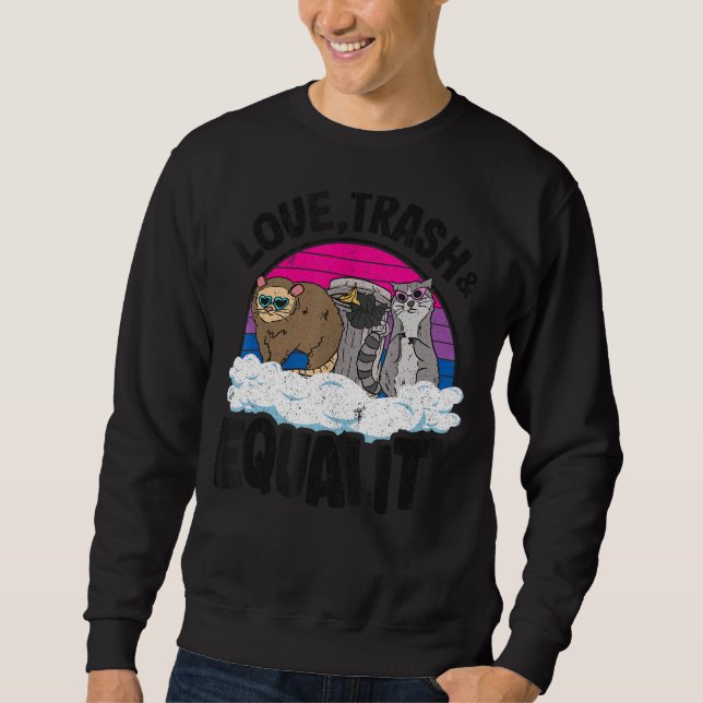 Sudadera Trash de amor e igualdad Opossum Raccoon Bisexual  (Anverso)